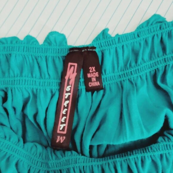 Street W Womens Peasant Tunic Top 2X  Smocked Hem & Sleeves Lightweight Fabric - Picture 3 of 6